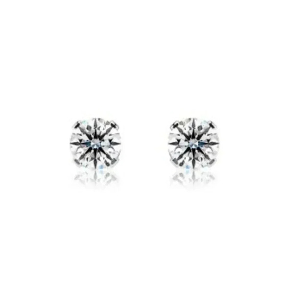 Brandon+Shea 1/4 Carat Real Diamond Stud Earrings 14K White Gold filled - Picture 3 of 5